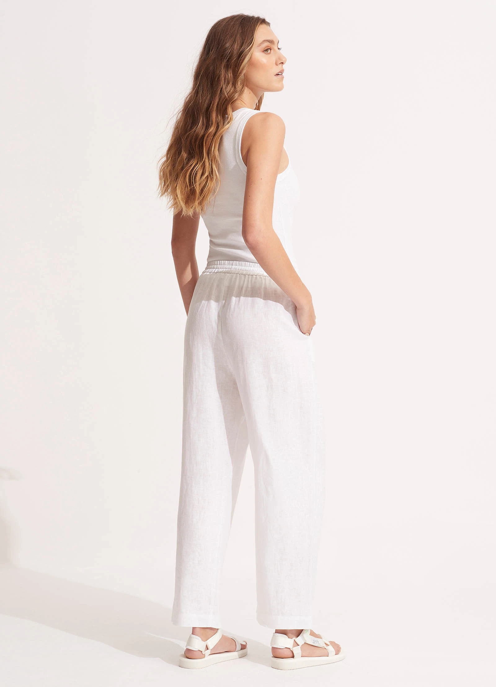 Seafolly Ladies Linen Pant - White 6 Seafolly Ladies Linen Pant - White - Image 4