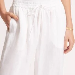 Seafolly Ladies Linen Pant - White 11 Seafolly Ladies Linen Pant - White -Seafolly shop 54980 PA White 7