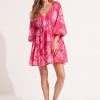 Seafolly Ladies Tie Dye Tier Mini Dress - Rose Pink -Seafolly shop 54985 DR RosePink 3