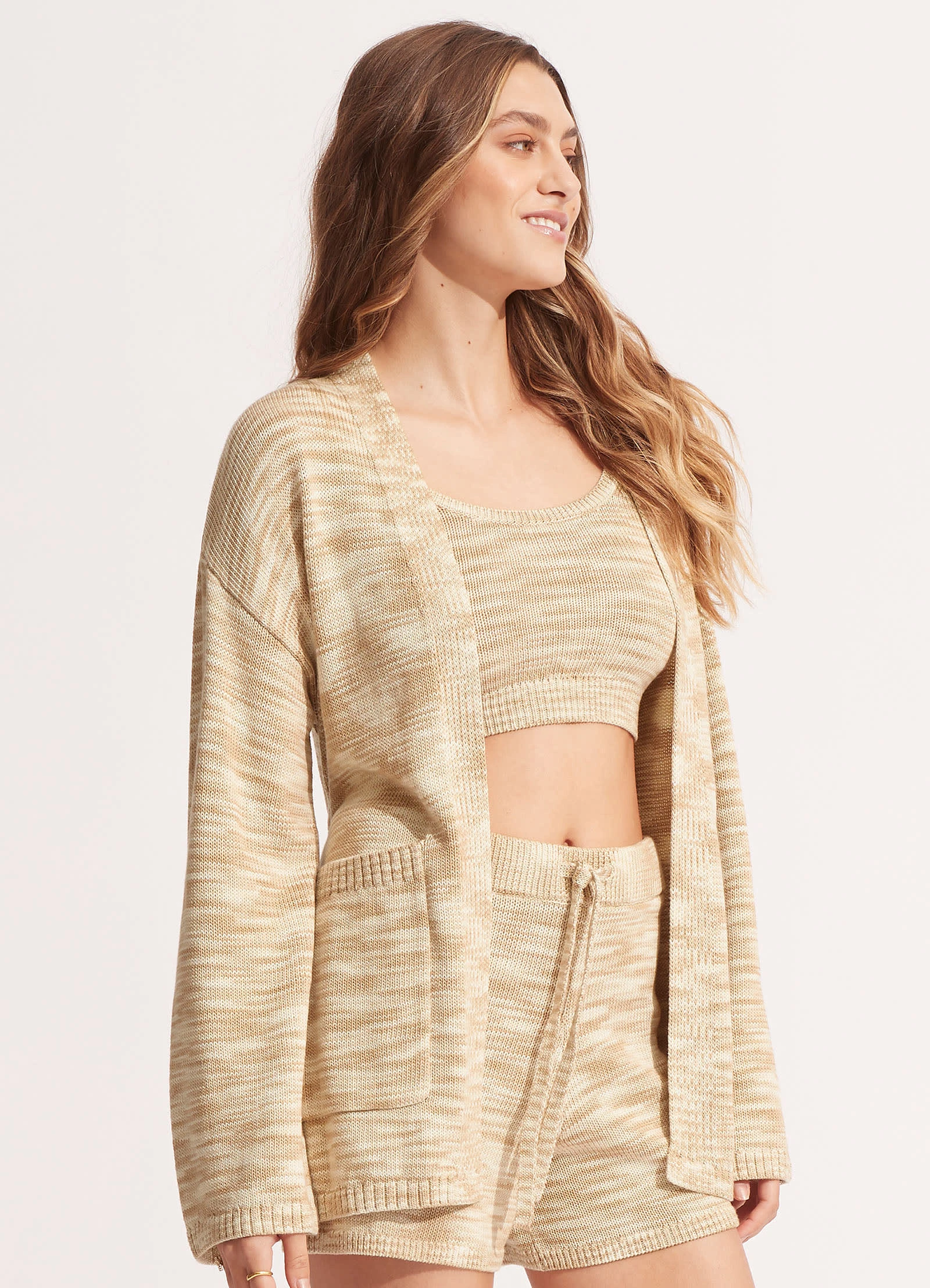 Seafolly Ladies Marl Knit Cardigan - Sand 4 Seafolly Ladies Marl Knit Cardigan - Sand - Image 2