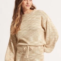 Seafolly Ladies Marl Knit Jumper - Sand -Seafolly shop 55038 KN Sand 4