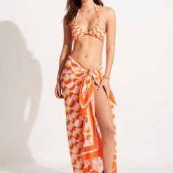 Seafolly Ladies Modern Take Sarong - Mandarin -Seafolly shop 55047 SG Mandarin 3