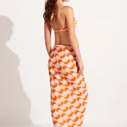 Seafolly Ladies Modern Take Sarong - Mandarin -Seafolly shop 55047 SG Mandarin 5