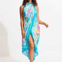 Seafolly Ladies Under The Sea Sarong - Blue Mist -Seafolly shop 55051 SG Blue 20Mist 7