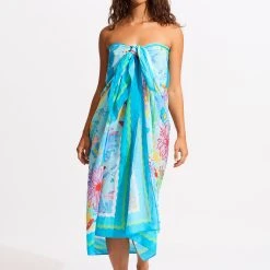 Seafolly Ladies Under The Sea Sarong - Blue Mist -Seafolly shop 55051 SG Blue 20Mist 8