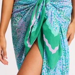 Seafolly Ladies Sea Skin Sarong - Vivid Green -Seafolly shop 55052 SG VividGreen 6