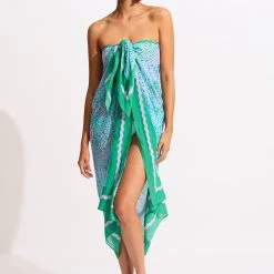 Seafolly Ladies Sea Skin Sarong - Vivid Green -Seafolly shop 55052 SG VividGreen 8