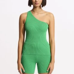 Seafolly Ladies Sea Skin Rib Knit Short - Green -Seafolly shop 55056 KN Green 4