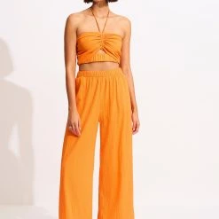 Seafolly Ladies Crinkle Beach Pant - Mandarin