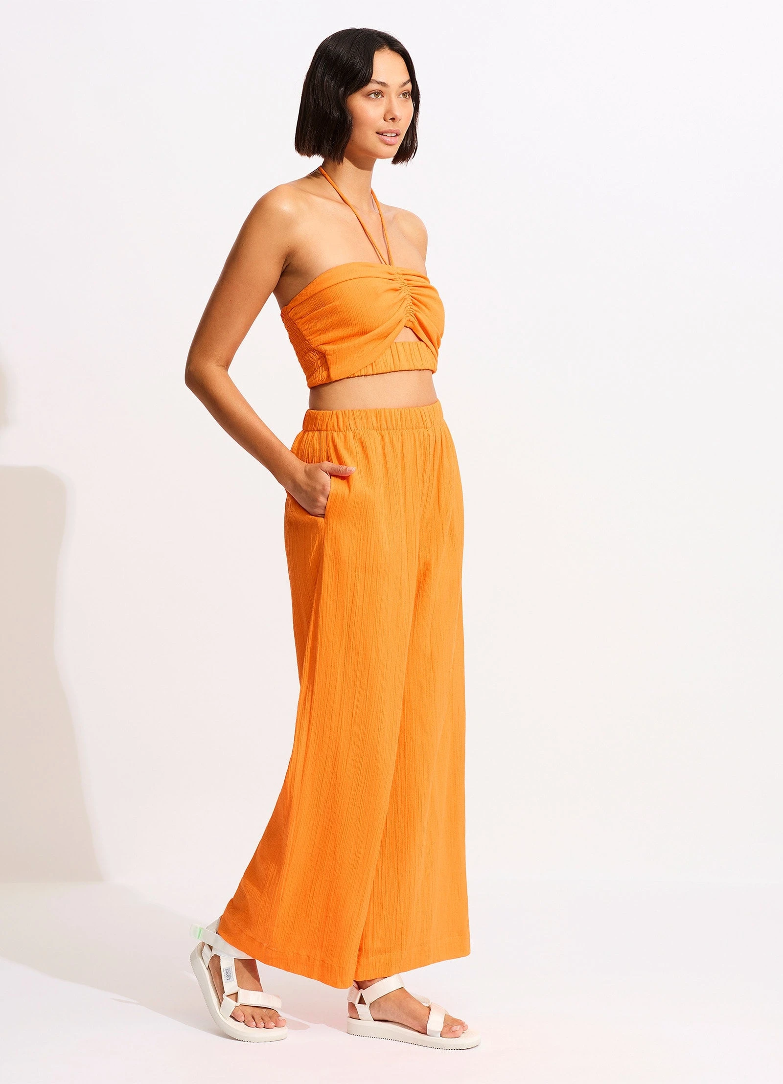 Seafolly Ladies Crinkle Beach Pant - Mandarin 5 Seafolly Ladies Crinkle Beach Pant - Mandarin - Image 3