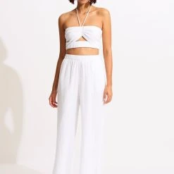 Seafolly Ladies Crinkle Beach Pant - White