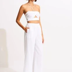 Seafolly Ladies Crinkle Beach Pant - White -Seafolly shop 55064 PA White 5