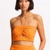 Seafolly Ladies Crinkle Crop Top - Mandarin -Seafolly shop 55065 TO Mandarin 3