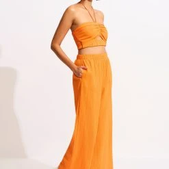 Seafolly Ladies Crinkle Crop Top - Mandarin -Seafolly shop 55065 TO Mandarin 5