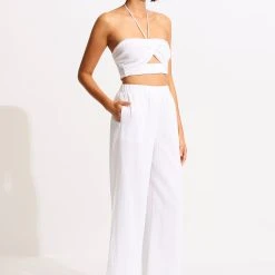 Seafolly Ladies Crinkle Crop Top - White -Seafolly shop 55065 TO White 5