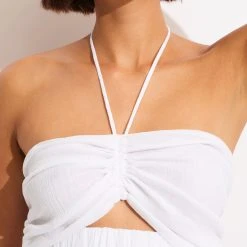 Seafolly Ladies Crinkle Crop Top - White -Seafolly shop 55065 TO White 7