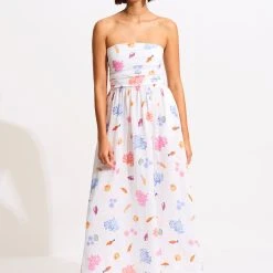 Seafolly Ladies Under The Sea Strapless Maxi Dress - White