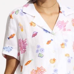 Seafolly Ladies Under The Sea Beach Shirt - White 12 Seafolly Ladies Under The Sea Beach Shirt - White -Seafolly shop 55077 TO White 7