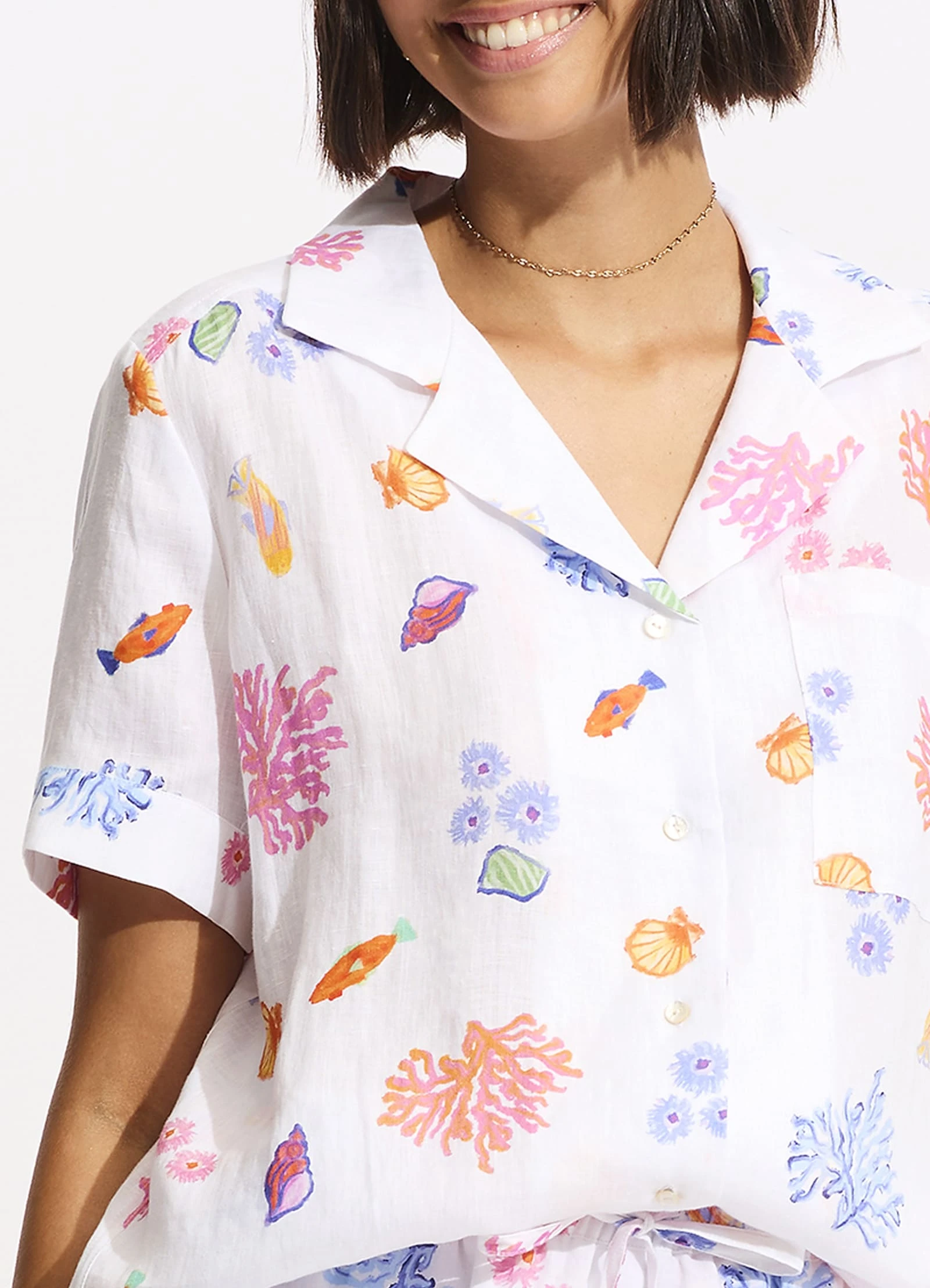 Seafolly Ladies Under The Sea Beach Shirt - White 7 Seafolly Ladies Under The Sea Beach Shirt - White - Image 5