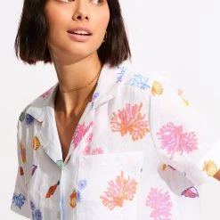 Seafolly Ladies Under The Sea Beach Shirt - White 13 Seafolly Ladies Under The Sea Beach Shirt - White -Seafolly shop 55077 TO White 8