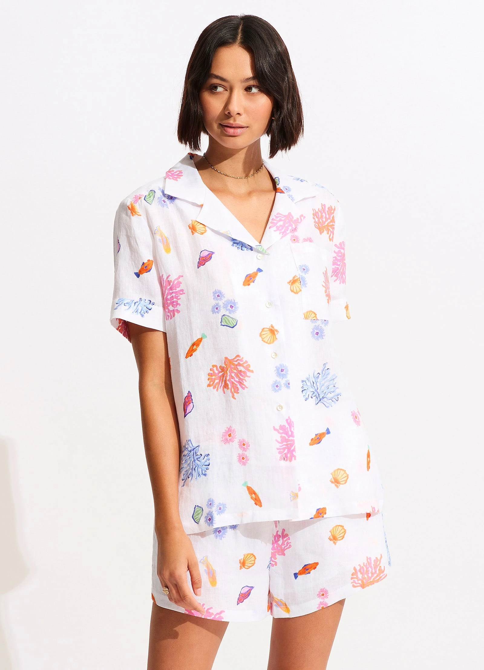 Seafolly Ladies Under The Sea Beach Short - White 3 Seafolly Ladies Under The Sea Beach Short - White