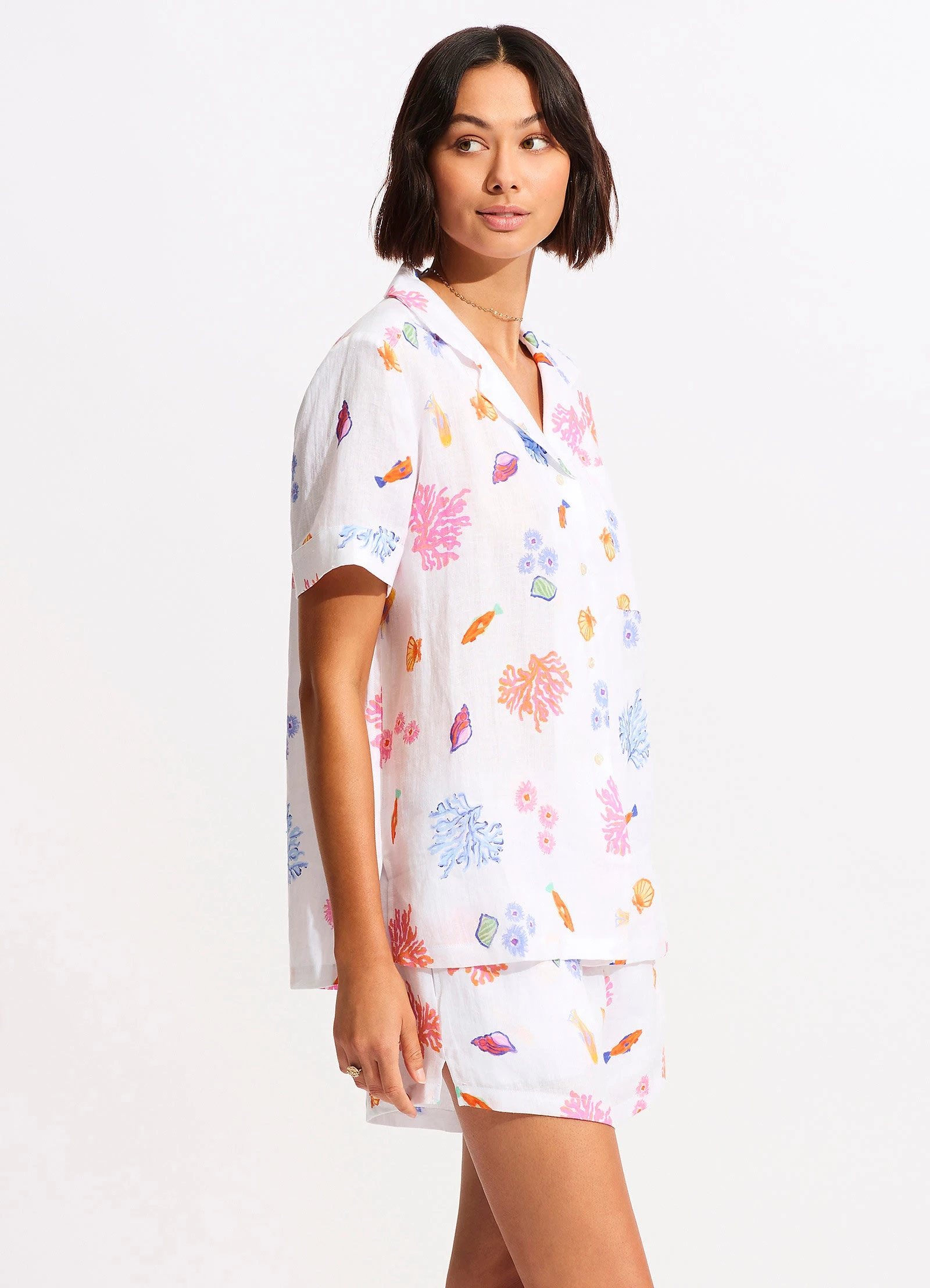 Seafolly Ladies Under The Sea Beach Short - White 5 Seafolly Ladies Under The Sea Beach Short - White - Image 3