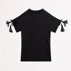 Seafolly Girls Girls Ruched Sleeve Rash Vest- Black