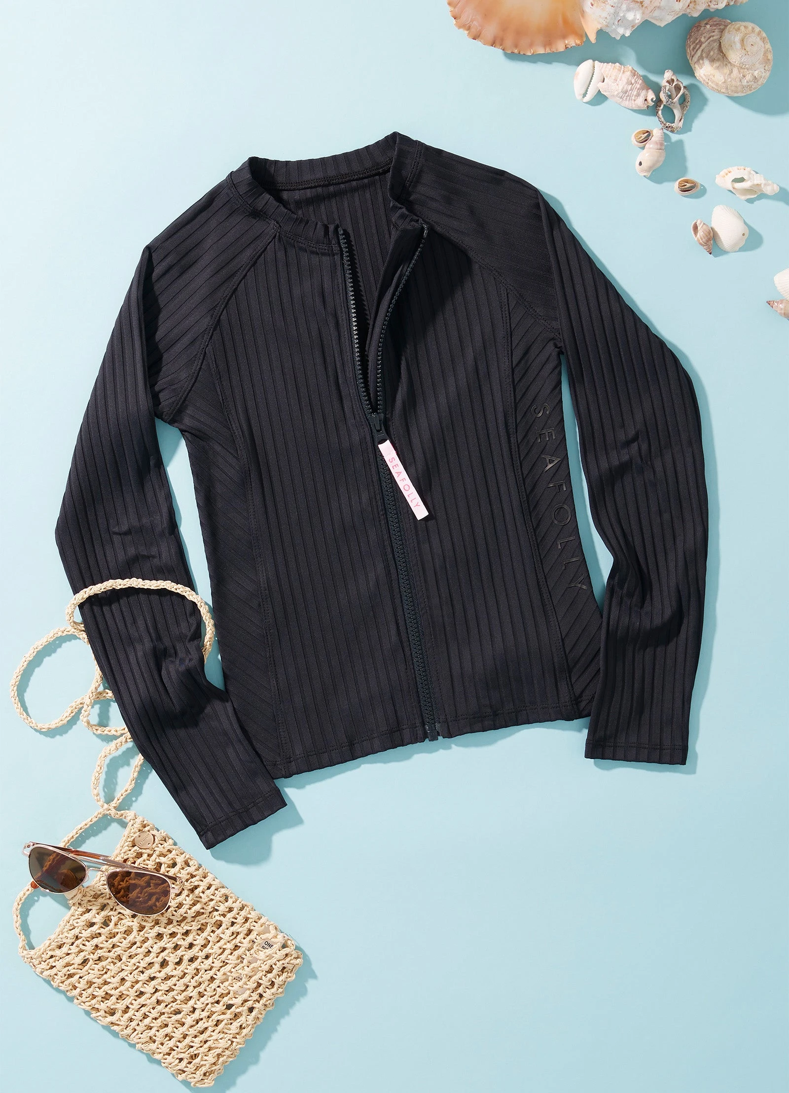 Seafolly Girls Girls Summer Essential Long Sleeve Rashie - Black 3 Seafolly Girls Girls Summer Essential Long Sleeve Rashie - Black