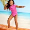 Seafolly Girls Essential Girls S/S Rash Vest - Pink