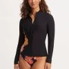 Seafolly Ladies Palm Springs Long Sleeve Sunvest - Black -Seafolly shop 60203 703 Black 3