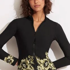 Seafolly Ladies Island In The Sun Long Sleeve Sunvest - Avocado