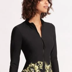 Seafolly Ladies Island In The Sun Long Sleeve Sunvest - Avocado -Seafolly shop 60203 946 Avocado 3