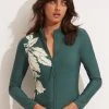 Seafolly Ladies Fleur De Bloom Long Sleeve Sunvest - Evergreen -Seafolly shop 60203 983 Evergreen 1