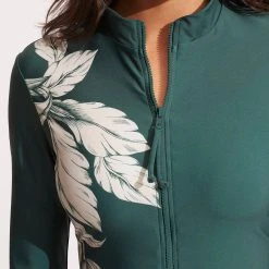 Seafolly Ladies Fleur De Bloom Long Sleeve Sunvest - Evergreen -Seafolly shop 60203 983 Evergreen 5