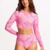 Seafolly Ladies Sea Skin Long Sleeve Crop Rashie - Fuchsia Rose -Seafolly shop 60282 064 FuchsiaRos 3