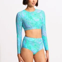 Seafolly Ladies Sea Skin Long Sleeve Crop Rashie - Vivid Green 9 Seafolly Ladies Sea Skin Long Sleeve Crop Rashie - Vivid Green -Seafolly shop 60282 064 VividGreen 5