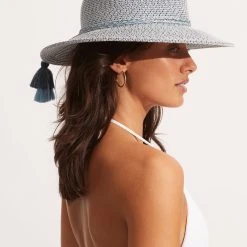 Seafolly Ladies Collapsible Fedora - Indigo