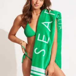 Seafolly Ladies High Tide Towel - Jade -Seafolly shop 71733 TL Jade 6