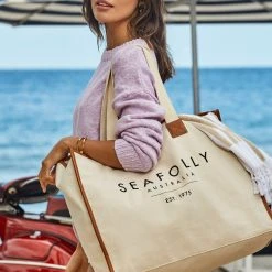 Seafolly Ladies Canvas Tote Bag - Sand -Seafolly shop 71763 BG Sand 1 b3d0fcf6 7acc 49e2 8361 6d1adb239af7