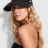Seafolly Ladies Raffia Visor - Black 2 Seafolly Ladies Raffia Visor - Black -Seafolly shop 71802 HT Black 1