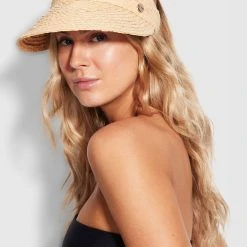 Seafolly Ladies Raffia Visor - Natural