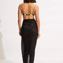 Seafolly Ladies Textured Cotton Beach Wrap - Black 14 Seafolly Ladies Textured Cotton Beach Wrap - Black -Seafolly shop 71830 Black 7