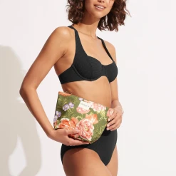Seafolly Ladies Paradise Garden Canvas Pouch - Avocado