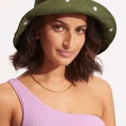 Seafolly Ladies Paradise Spot Bucket Hat - Avocado