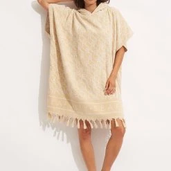 Seafolly Ladies SF Monogram Towel Poncho - Natural