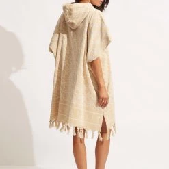Seafolly Ladies SF Monogram Towel Poncho - Natural -Seafolly shop 71867 TL Natural 4