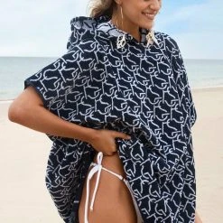 Seafolly Ladies SF Monogram Towel Poncho - True Navy -Seafolly shop 71867 TL True 20Navy 1