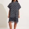 Seafolly Ladies SF Monogram Towel Poncho - True Navy