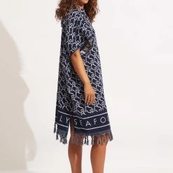 Seafolly Ladies SF Monogram Towel Poncho - True Navy -Seafolly shop 71867 TL True 20Navy 4