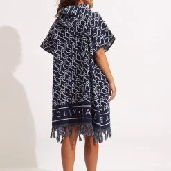 Seafolly Ladies SF Monogram Towel Poncho - True Navy -Seafolly shop 71867 TL True 20Navy 5